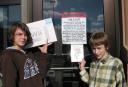 Boys with Wii in front of Sold Out Sign at Sears